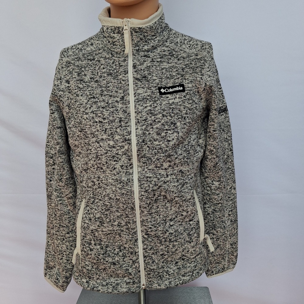 Columbia Starlight Full Zip Fleece Jacket Grey Marled Sweater Knit Womens